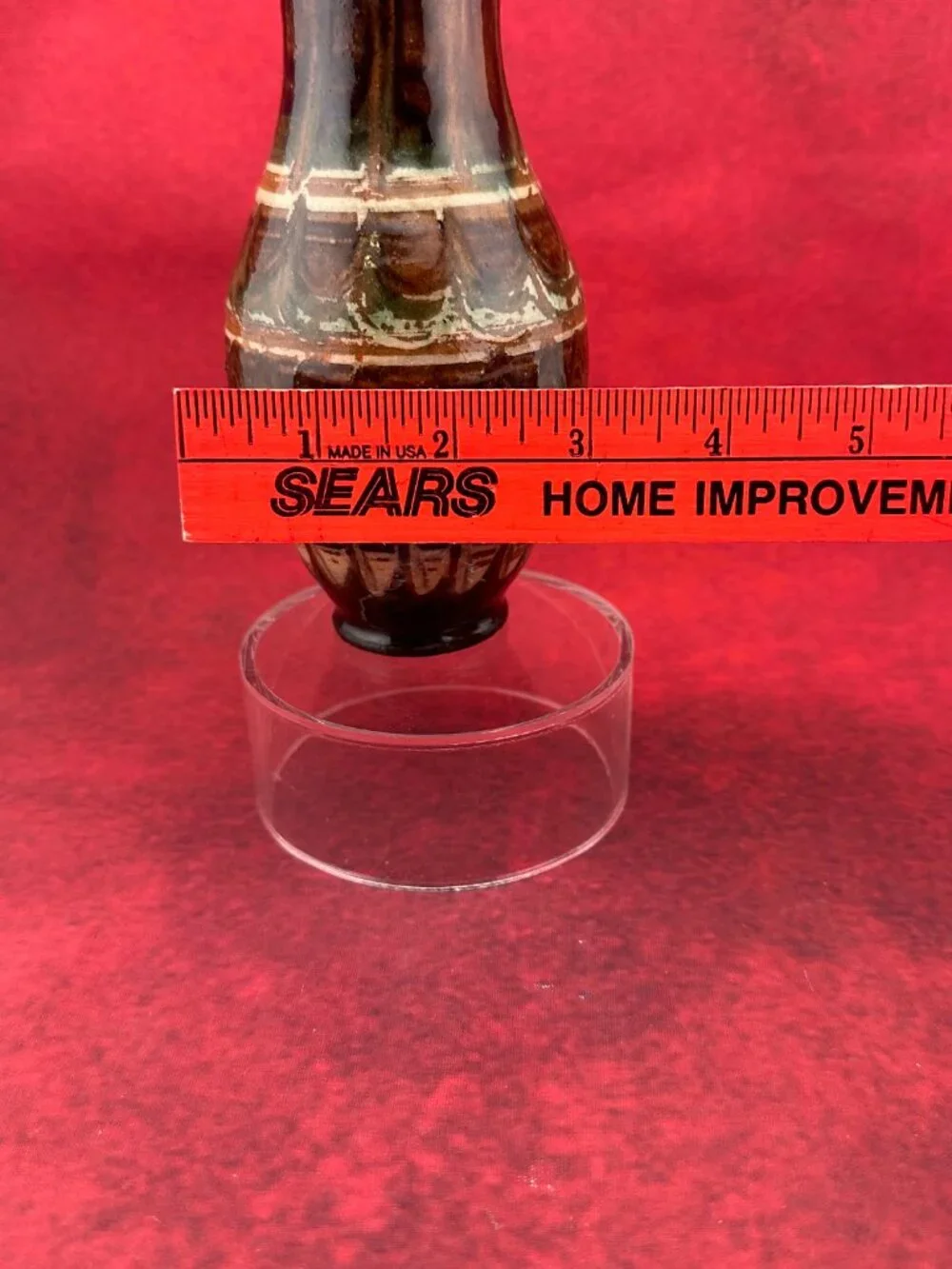 VINTAGE DRIP GLAZED STUDIO ART POTTERY VASE HAND-MADE AND HAND- PAINTED 6.5 in
